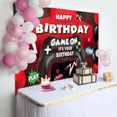 Aperturee - Aperturee Red Black Balloons Game On Its Your Birthday Backdrop